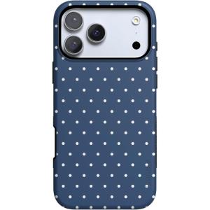 Casely iPhone 17 Pro Max Case | Bordeaux Rose | Moody Monochrome | Bold Protective Design | Compatible with MagSafe(On the Dot | Navy Polka Dot)