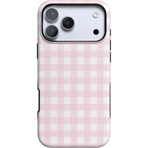 Casely iPhone 17 Pro Max Case | Bordeaux Rose | Moody Monochrome | Bold Protective Design | Compatible with MagSafe(Pink Plaid | Sunday Best)