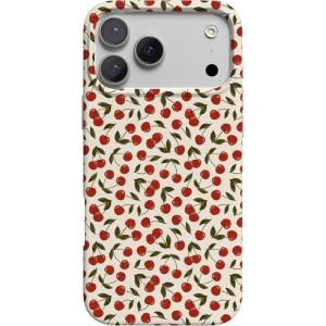 Casely iPhone 17 Pro Max Case | Fallen Gold | Antique Floral | Compatible with MagSafe | Classic Ultra Thin Design(Cherry on Top | Red Cherries)