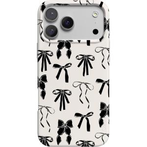 Casely iPhone 17 Pro Max Case | Fallen Gold | Antique Floral | Compatible with MagSafe | Classic Ultra Thin Design(Goth Girlie | Black Bows)