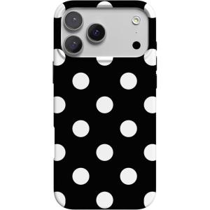 Casely iPhone 17 Pro Max Case | Fallen Gold | Antique Floral | Compatible with MagSafe | Classic Ultra Thin Design(High Contrast | Black Polka Dot)