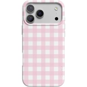 Casely iPhone 17 Pro Max Case | Fallen Gold | Antique Floral | Compatible with MagSafe | Classic Ultra Thin Design(Pink Plaid | Sunday Best)