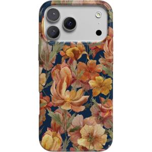 Casely iPhone 17 Pro Max Case | Powder Pups | Dog Sled | Compatible with MagSafe | Classic Ultra Thin Design(Fallen Gold | Antique Floral)