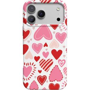 Casely iPhone 17 Pro Max Case | Powder Pups | Dog Sled | Compatible with MagSafe | Classic Ultra Thin Design(Love Struck | Heart Stickers)