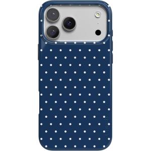 Casely iPhone 17 Pro Max Case | Powder Pups | Dog Sled | Compatible with MagSafe | Classic Ultra Thin Design(On the Dot | Navy Polka Dot)