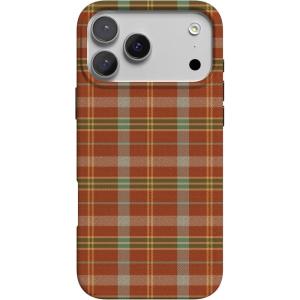 Casely iPhone 17 Pro Max Case | Powder Pups | Dog Sled | Compatible with MagSafe | Classic Ultra Thin Design(Spiced Chai | Fall Plaid)