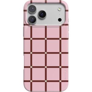 Casely iPhone 17 Pro Max Case | Powder Pups | Dog Sled | Compatible with MagSafe | Classic Ultra Thin Design(Uptown Gridlock | Pink Checkerboard)