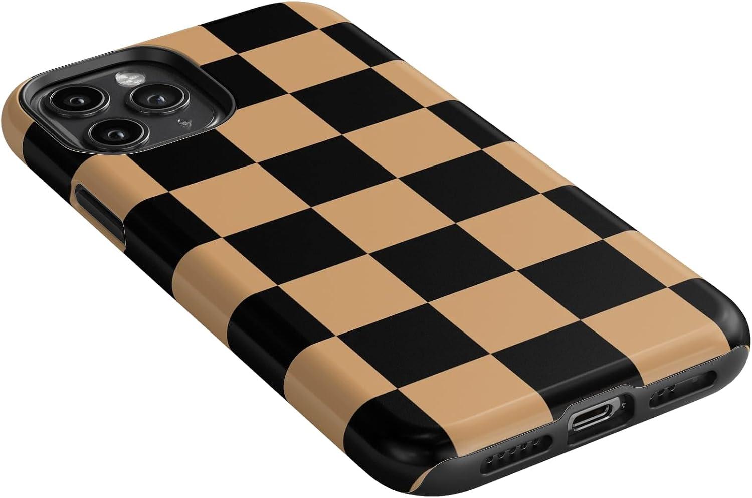 imageCasely iPhone 11 Pro Case Fit Check Black amp Brown Checkerboard Essential Slim DualLayer Protective Design