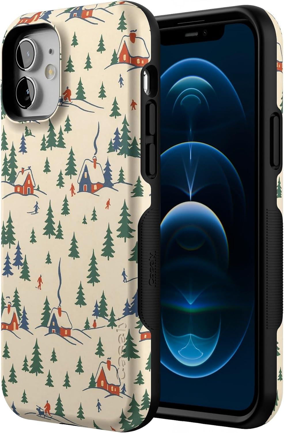 imageCasely iPhone 12 Mini Case Chalet All Day Winter Village Bold Protective Design MagSafe Compatible Design