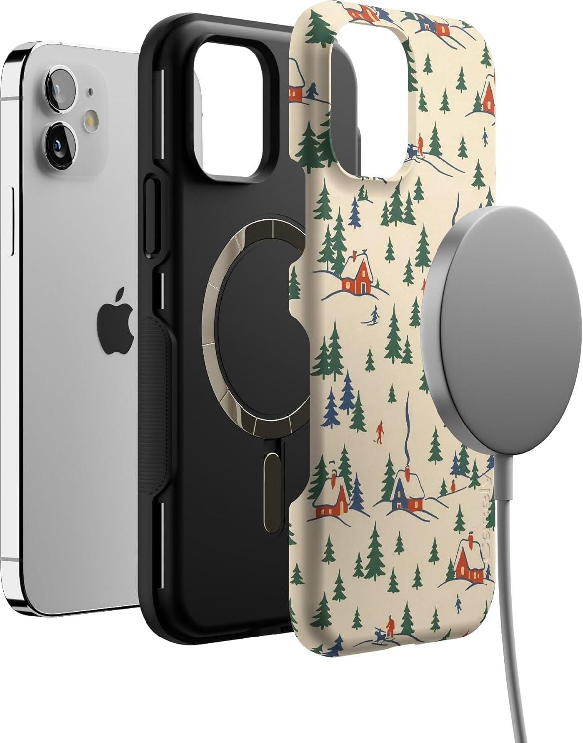 imageCasely iPhone 12 Mini Case Chalet All Day Winter Village Bold Protective Design MagSafe Compatible Design