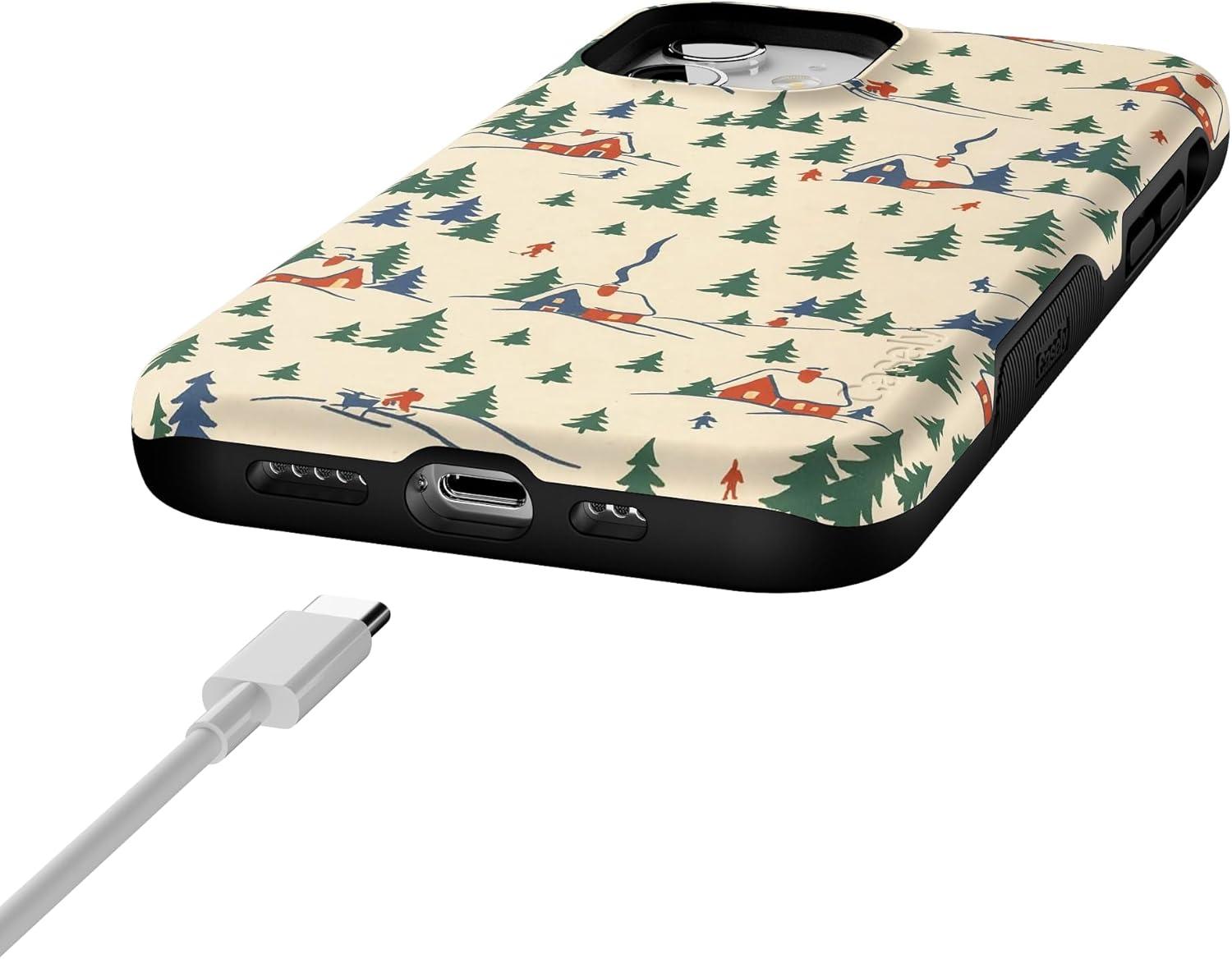 imageCasely iPhone 12 Mini Case Chalet All Day Winter Village Bold Protective Design MagSafe Compatible Design