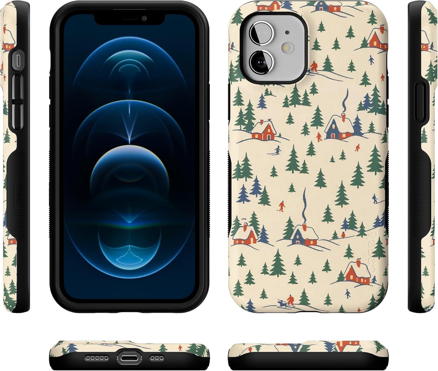 imageCasely iPhone 12 Mini Case Chalet All Day Winter Village Bold Protective Design MagSafe Compatible Design