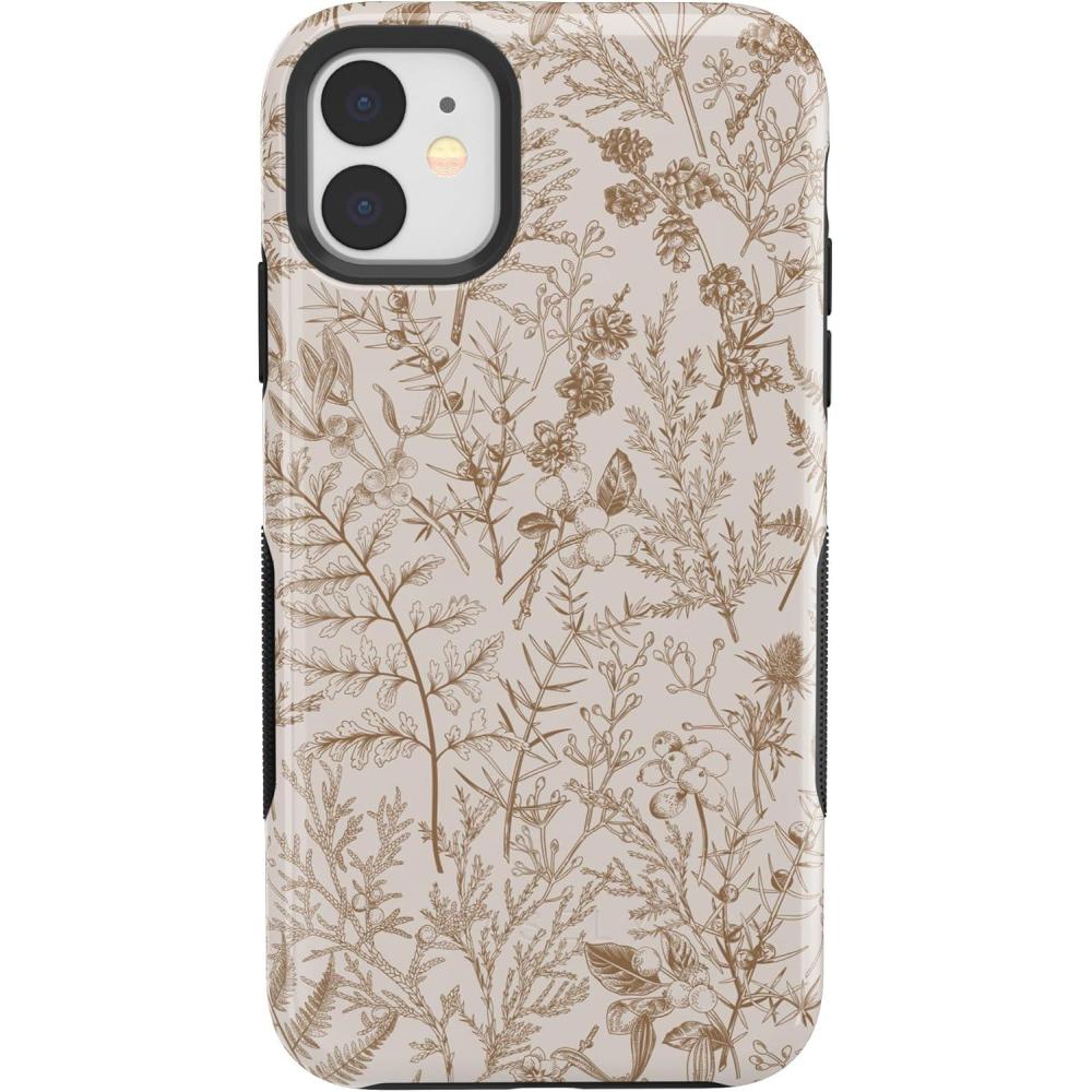 imageCasely iPhone 11 Case  Shell Shocked  Tortoise Print  Bold Protective DesignBeige Garden  Neutral Floral