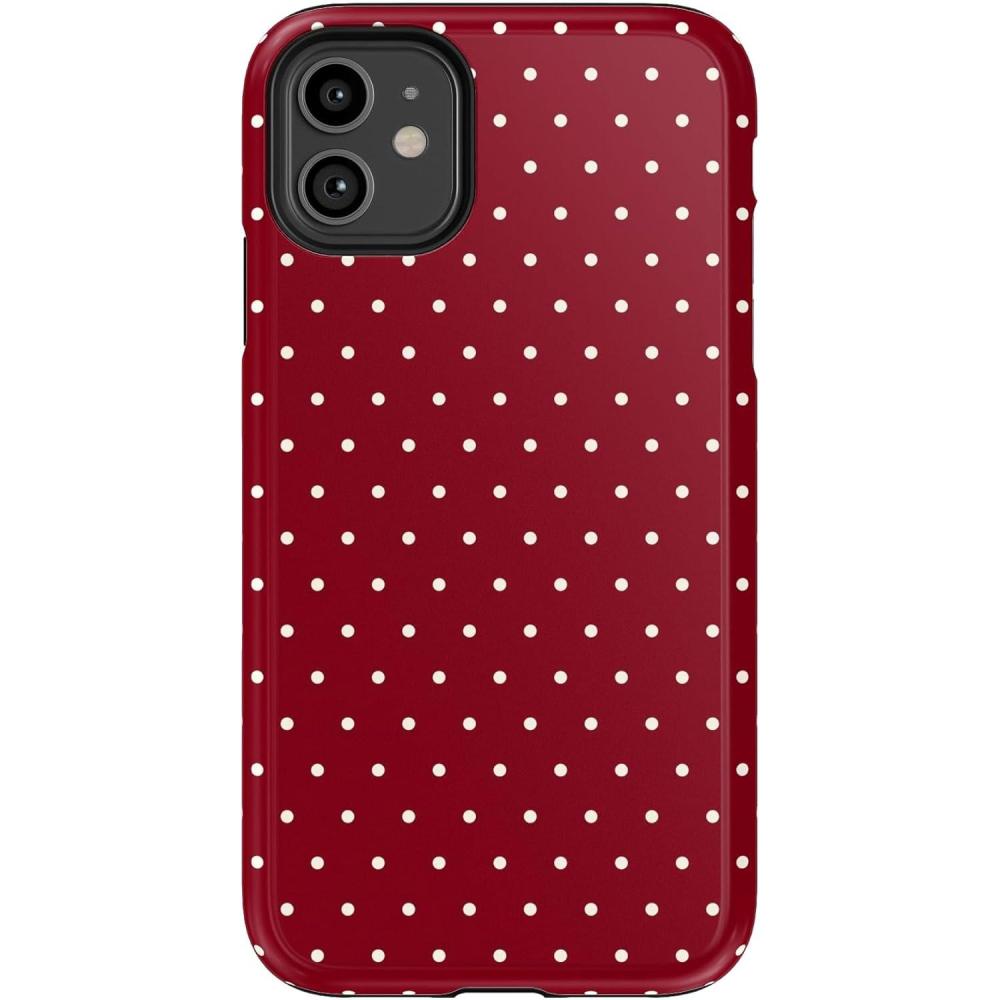 imageCasely iPhone 11 Pro Max Case  Built Too Sweet  Frosted Village  Essential Slim DualLayer Protective DesignOn the Dot  Maroon Polka Dot