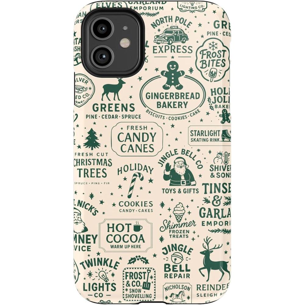 imageCasely iPhone 11 Pro Max Case  Built Too Sweet  Frosted Village  Essential Slim DualLayer Protective DesignSantas Stamps  Holiday Market