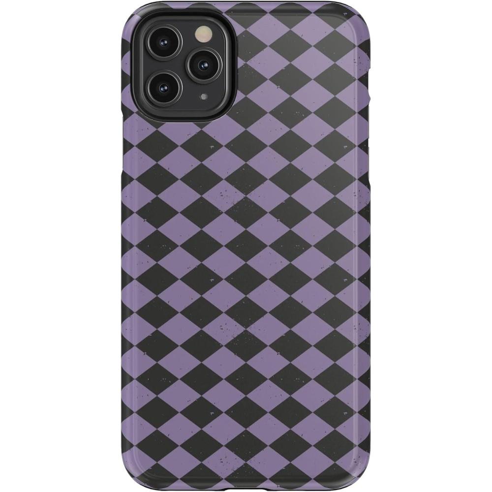 imageCasely iPhone 11 Pro Max Case  Harlequin Midnight Diamond  Black and Purple  Essential Slim DualLayer Protective Design