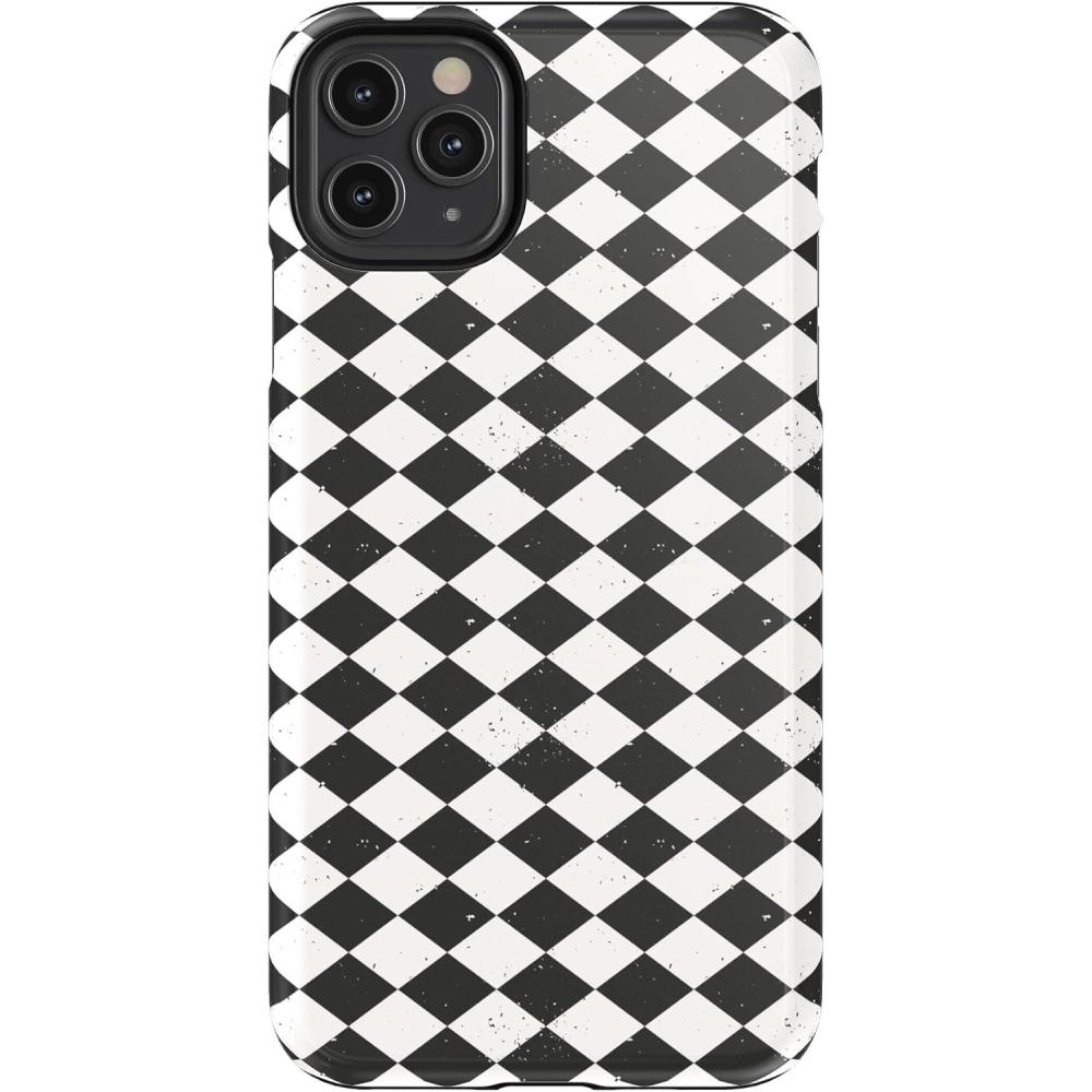 imageCasely iPhone 11 Pro Max Case  Harlequin Salem Diamond  Black and White  Essential Slim DualLayer Protective Design