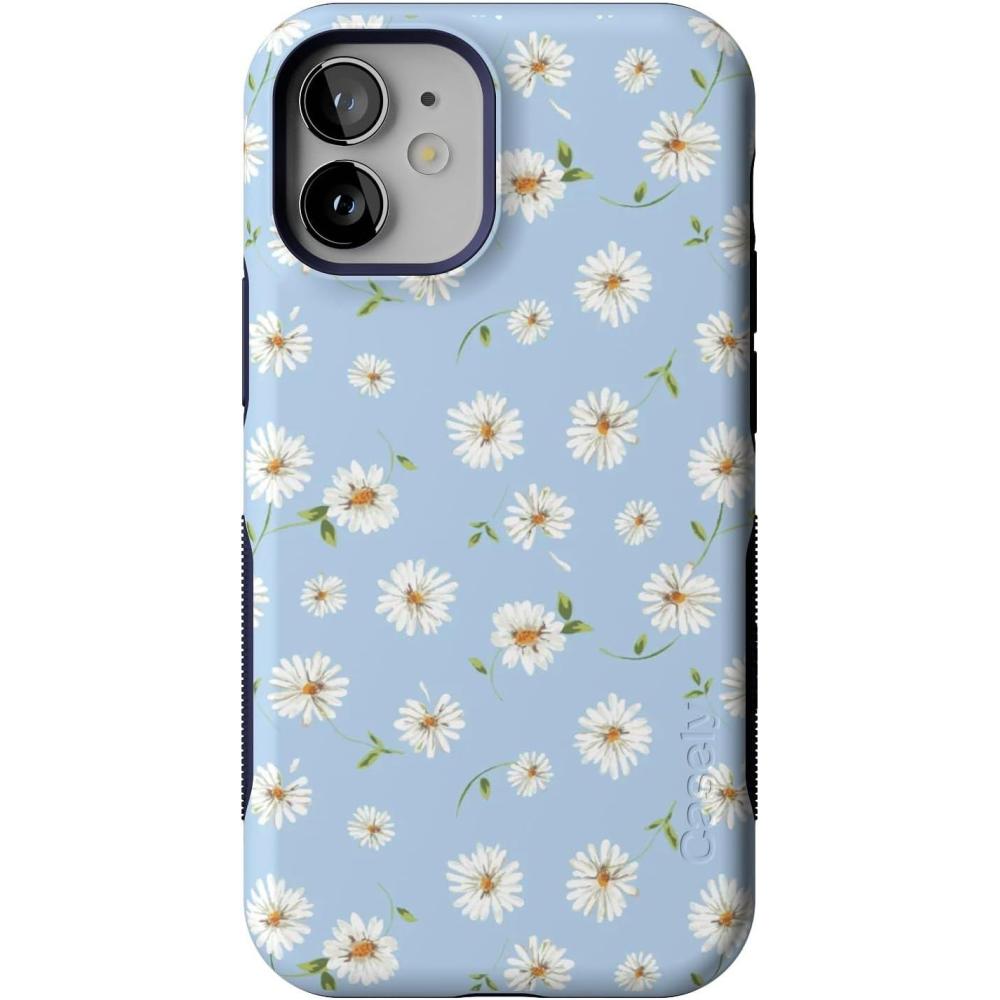 imageCasely iPhone 12 Mini Case  Dark Fantasy  Contrast Floral  Bold Protective Design  Compatible with MagSafeDaisy Daydream  Baby Blue Floral