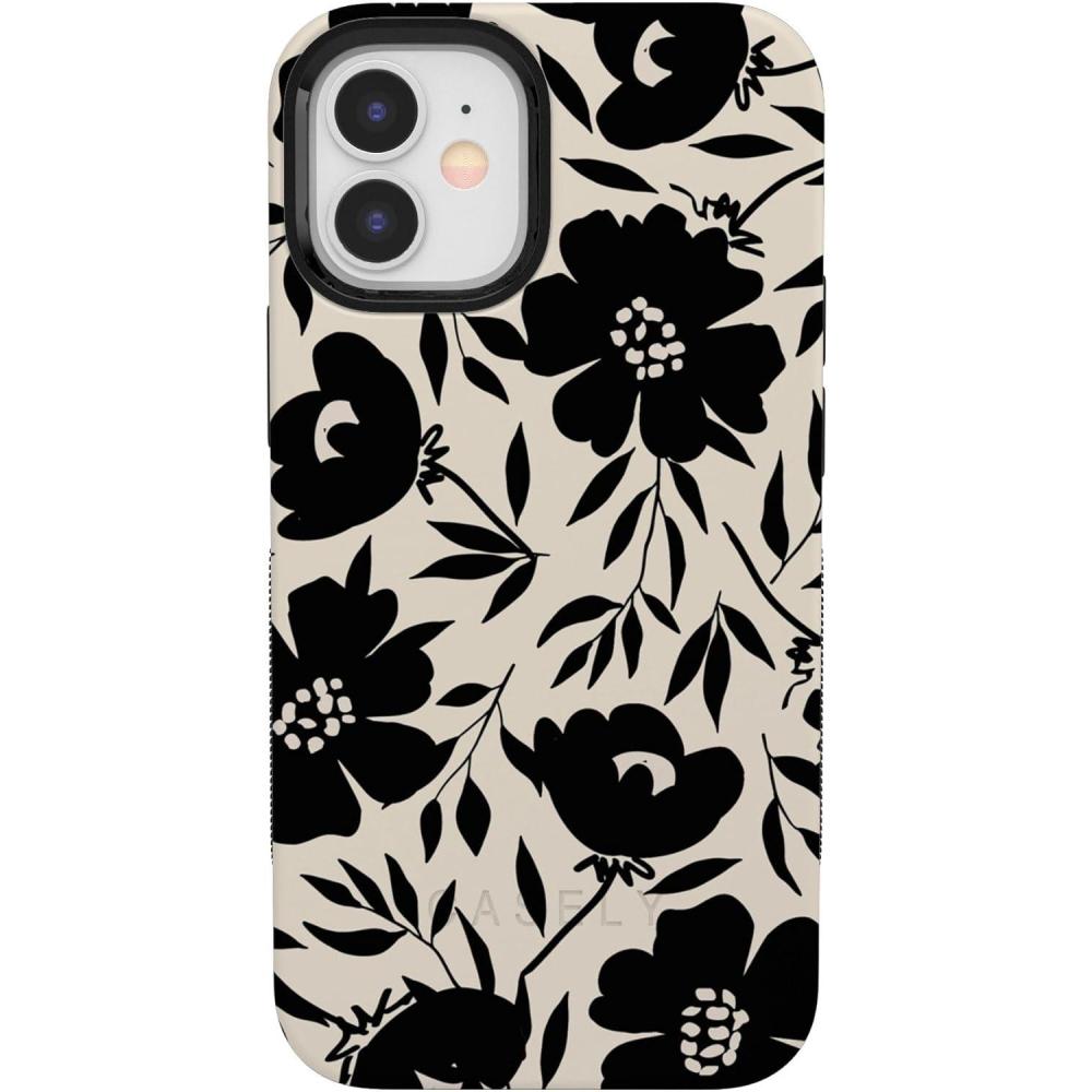 imageCasely iPhone 12 Mini Case  Dark Fantasy  Contrast Floral  Bold Protective Design  Compatible with MagSafeDark Fantasy  Contrast Floral