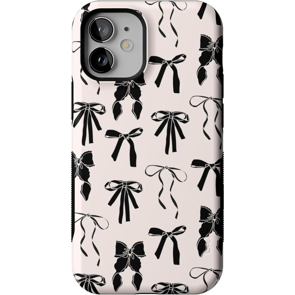 imageCasely iPhone 12 Mini Case  Dark Fantasy  Contrast Floral  Bold Protective Design  Compatible with MagSafeGoth Girlie  Black Bows