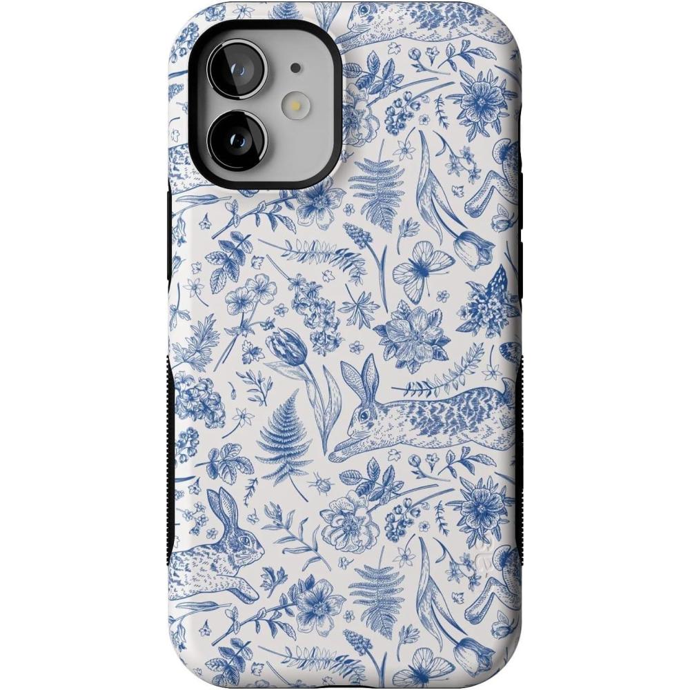 imageCasely iPhone 12 Mini Case  Dark Fantasy  Contrast Floral  Bold Protective Design  Compatible with MagSafeHop  Bloom  Bunny Toile