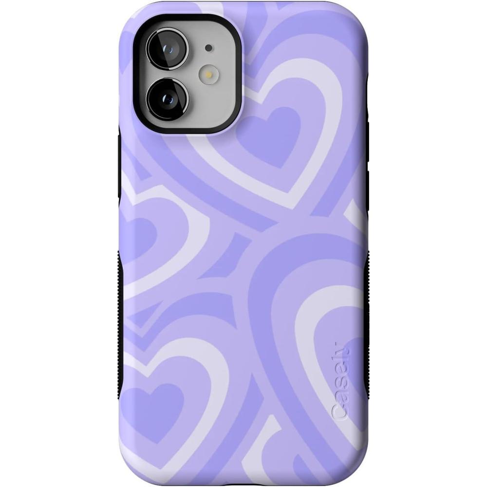 imageCasely iPhone 12 Mini Case  Dark Fantasy  Contrast Floral  Bold Protective Design  Compatible with MagSafeLove Song  Lavender Heart