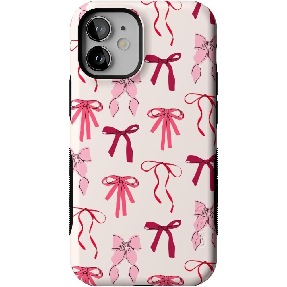 imageCasely iPhone 12 Mini Case  Dark Fantasy  Contrast Floral  Bold Protective Design  Compatible with MagSafeLover Girlie  Pink Bows