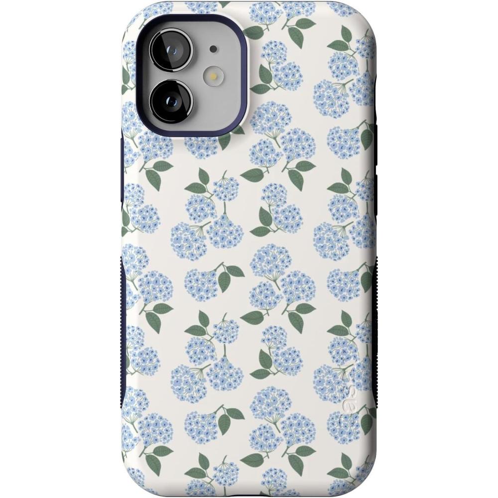 imageCasely iPhone 12 Mini Case  Dark Fantasy  Contrast Floral  Bold Protective Design  Compatible with MagSafeNantucket Cottage  Blue Hydrangea