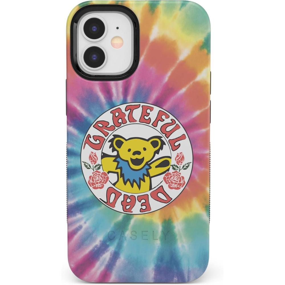imageCasely iPhone 12 Mini Case  Dark Fantasy  Contrast Floral  Bold Protective Design  Compatible with MagSafeOn Tour  Grateful Dead Tie Dye Sticker