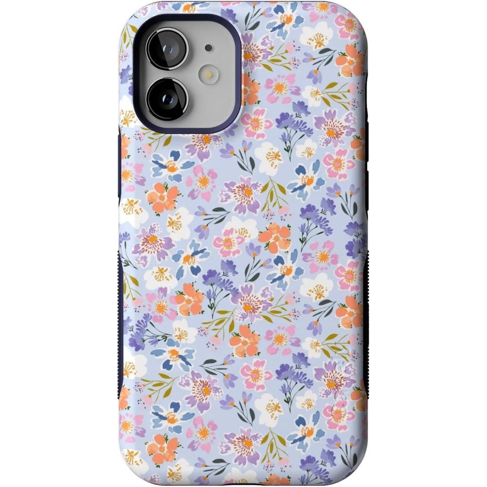 imageCasely iPhone 12 Mini Case  Dark Fantasy  Contrast Floral  Bold Protective Design  Compatible with MagSafePoppy Meadows  Pastel Floral