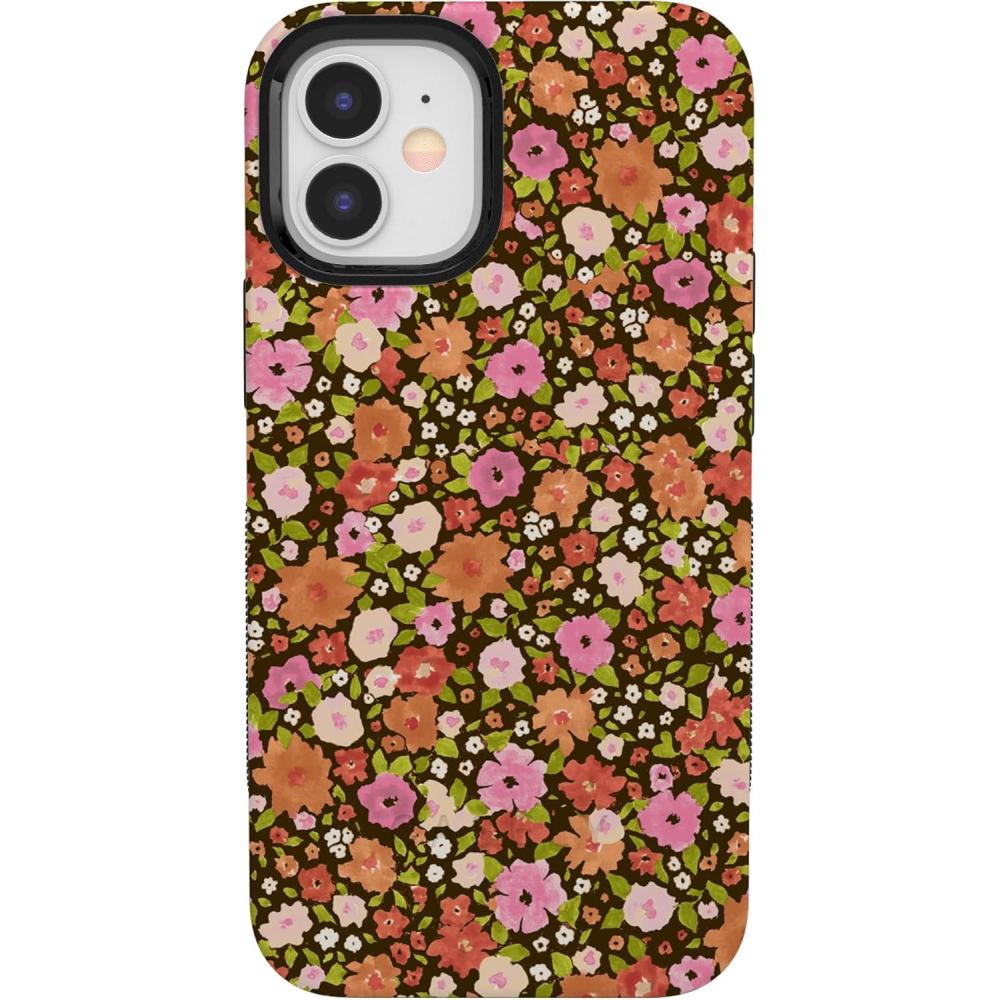 imageCasely iPhone 12 Mini Case  Dark Fantasy  Contrast Floral  Bold Protective Design  Compatible with MagSafeRustic Roses  Boho Bouquet