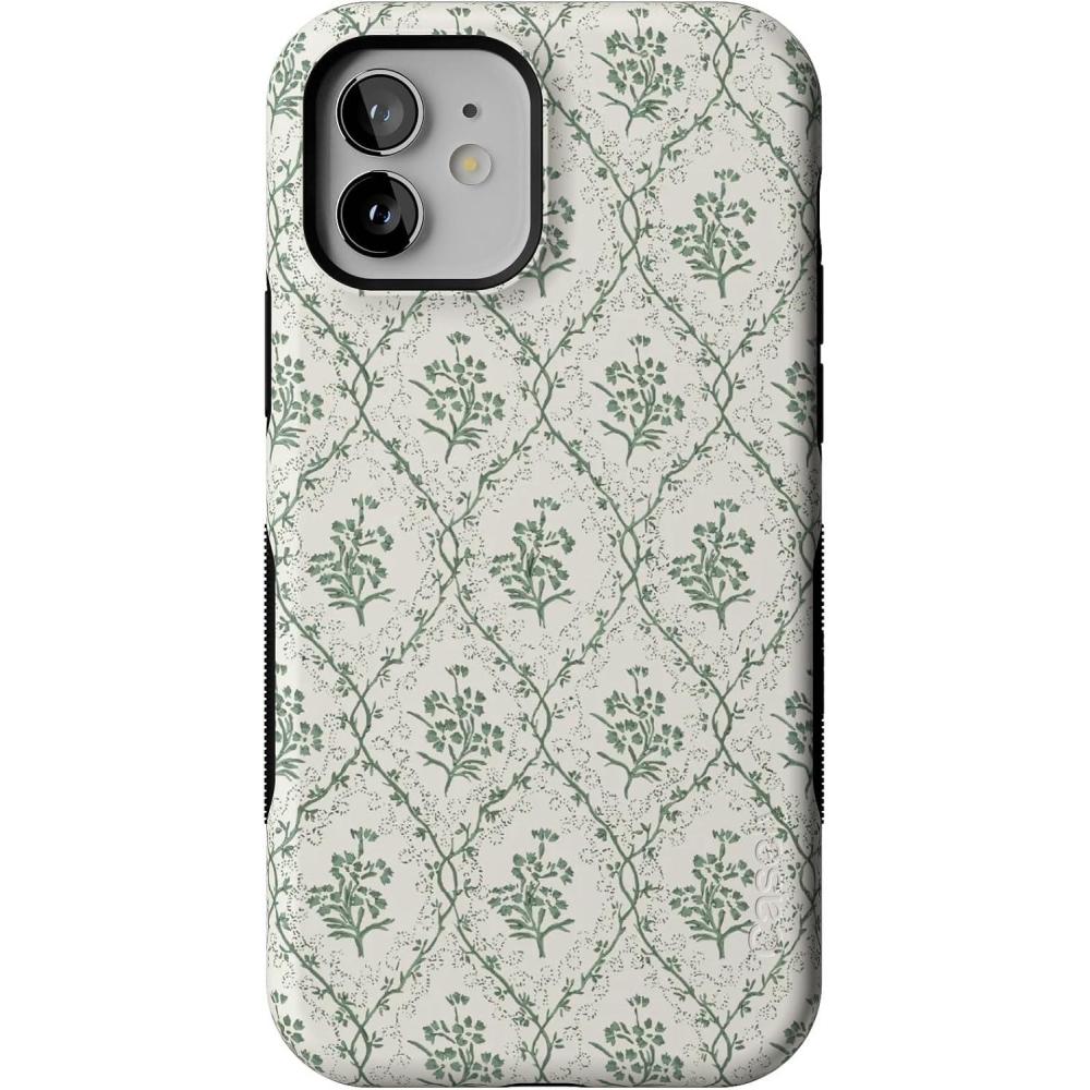 imageCasely iPhone 12 Mini Case  Dark Fantasy  Contrast Floral  Bold Protective Design  Compatible with MagSafeSage Tapestry  Floral Vines