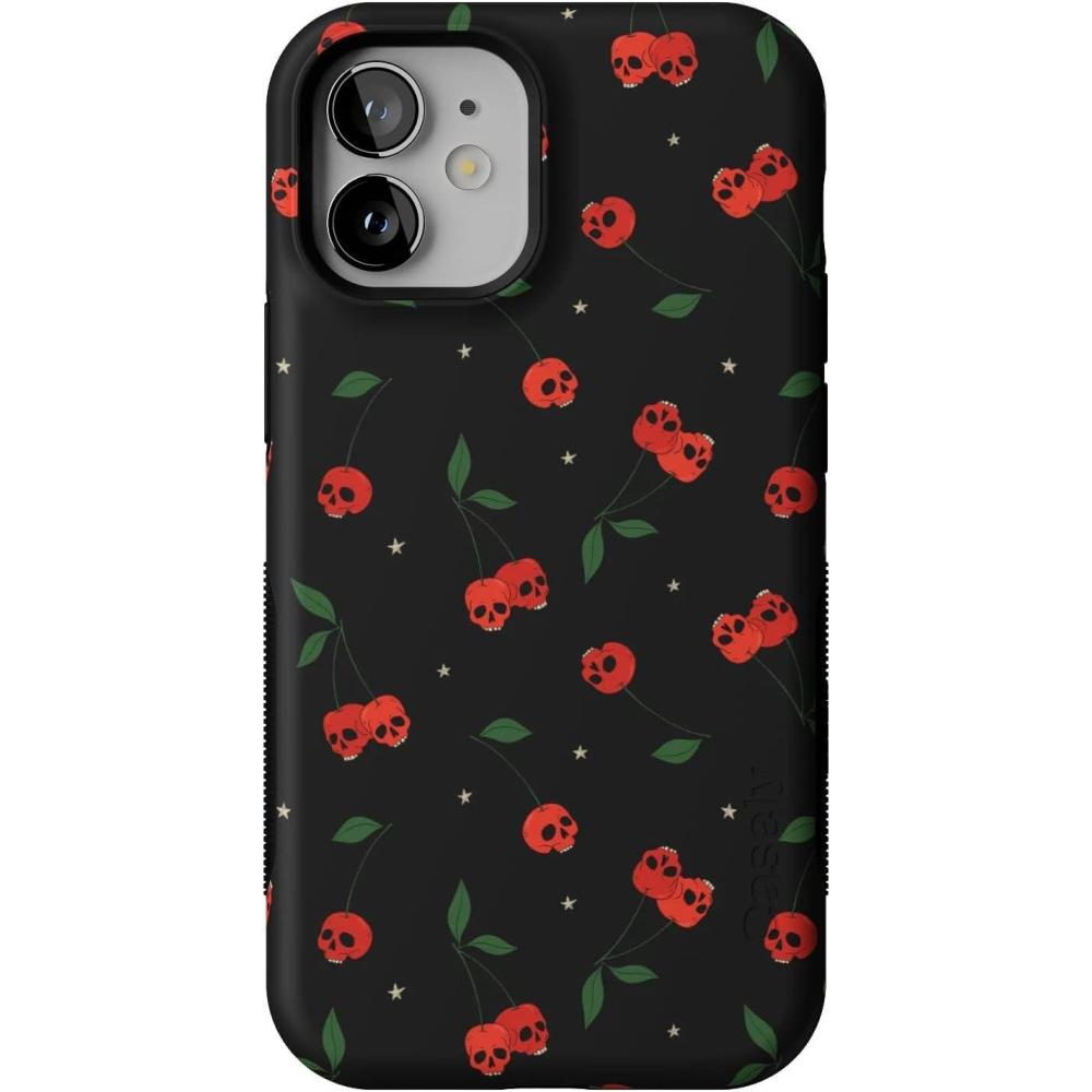 imageCasely iPhone 12 Mini Case  Dark Fantasy  Contrast Floral  Bold Protective Design  Compatible with MagSafeSweet Revenge  Cherry Skulls