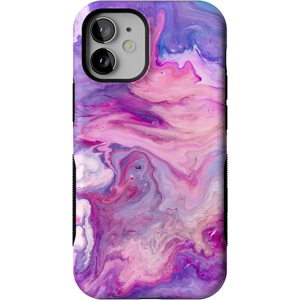 imageCasely iPhone 12 Mini Case  Dark Fantasy  Contrast Floral  Bold Protective Design  Compatible with MagSafeTie Dying Over You  Purple Marble iPhone