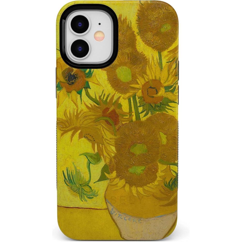 imageCasely iPhone 12 Mini Case  Dark Fantasy  Contrast Floral  Bold Protective Design  Compatible with MagSafeVan Gogh  Sunflowers Floral