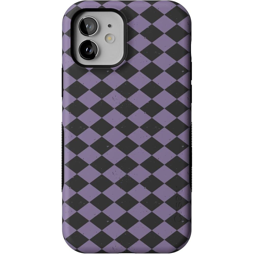 imageCasely iPhone 12 Mini Case  Harlequin Midnight Diamond  Black and Purple  Bold Protective Design  MagSafe Compatible Design
