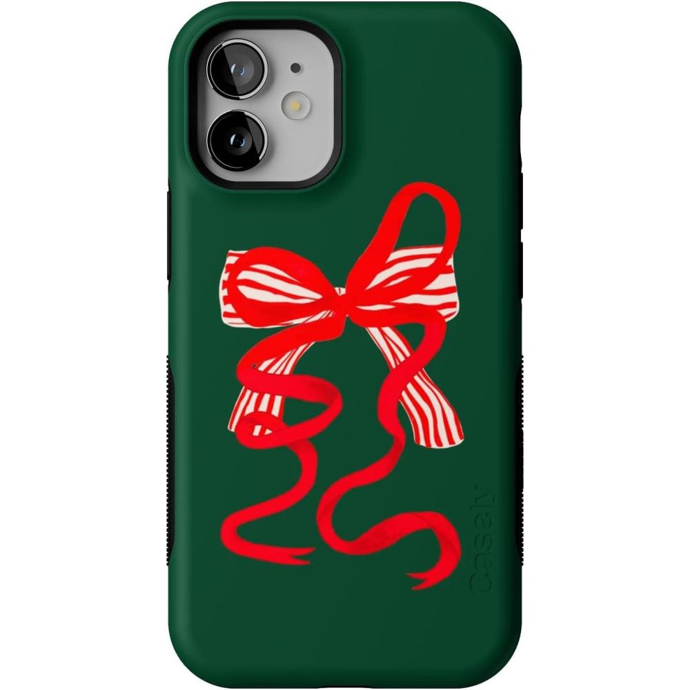 imageCasely iPhone 12 Mini Case  Santas Favorite  Holiday Bow  Bold Protective Design  MagSafe Compatible Design