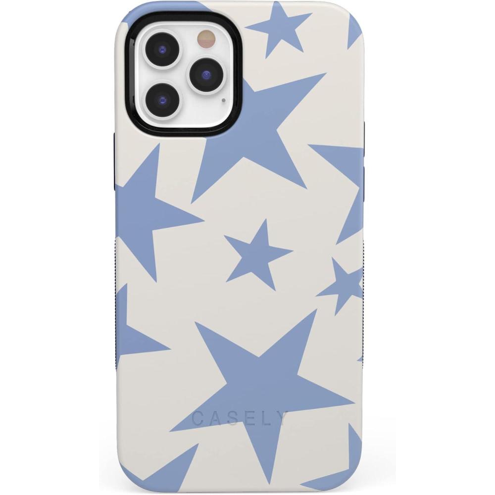 imageCasely iPhone 1212 Pro Case  Be Mine  Tiny Hearts  Bold Protective Design  Compatible with MagSafeStars Align  Blue  White Stars