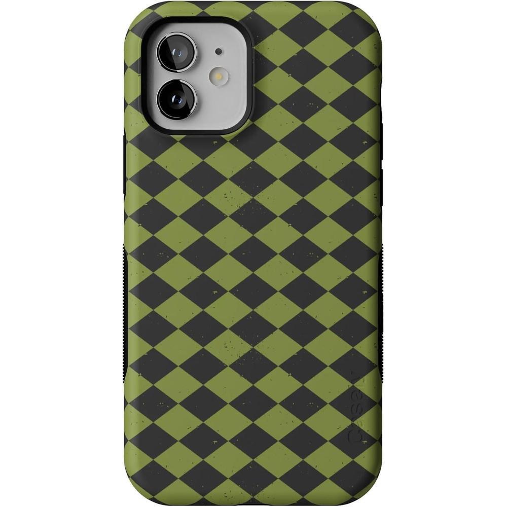 imageCasely iPhone 1212 Pro Case  Harlequin Wicked Diamond  Black and Green  Bold Protective Design  MagSafe Compatible Design