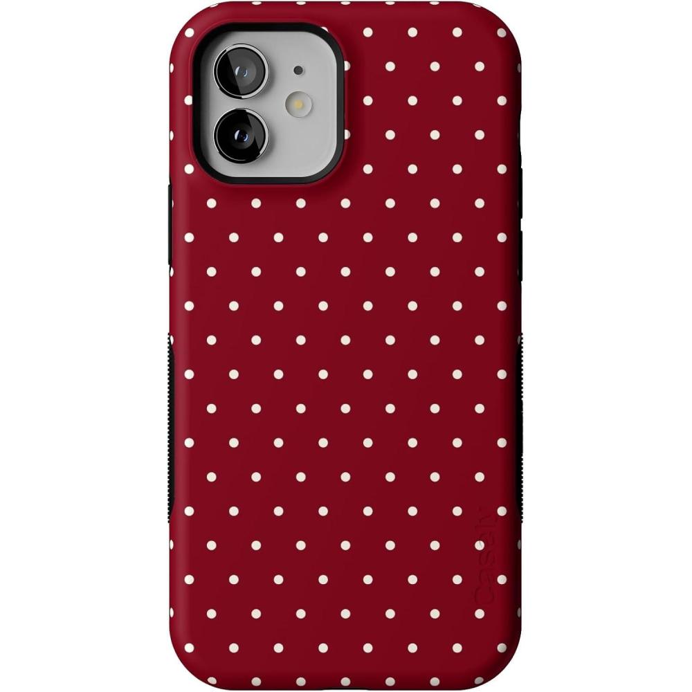 imageCasely iPhone 1212 Pro Case  On The Dot  Maroon Polka Dot  Bold Protective Design  MagSafe Compatible Design