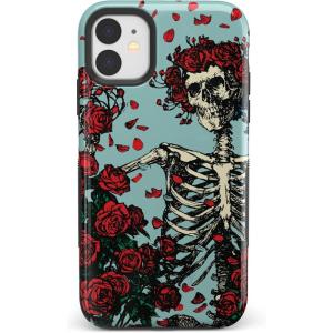 Casely iPhone 11 Case | Shell Shocked | Tortoise Print | Bold Protective Design(Forever Grateful | Grateful Dead Skeleton Floral)