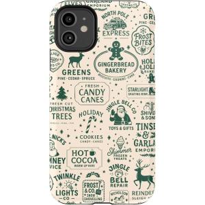 Casely iPhone 11 Pro Max Case | Built Too Sweet | Frosted Village | Essential Slim Dual-Layer Protective Design(Santa’s Stamps | Holiday Market)