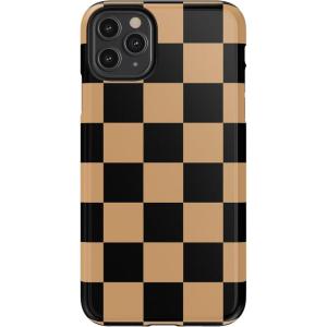 Casely iPhone 11 Pro Max Case | Fit Check | Black & Brown Checkerboard | Essential Slim Dual-Layer Protective Design