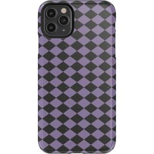Casely iPhone 11 Pro Max Case | Harlequin Midnight Diamond | Black and Purple | Essential Slim Dual-Layer Protective Design