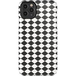 Casely iPhone 11 Pro Max Case | Harlequin Salem Diamond | Black and White | Essential Slim Dual-Layer Protective Design