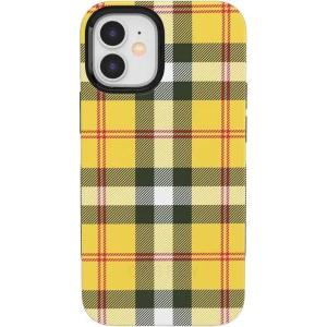 Casely iPhone 12 Mini Case | Dark Fantasy | Contrast Floral | Bold Protective Design | Compatible with MagSafe(As if! | Yellow Plaid)