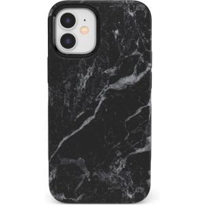 Casely iPhone 12 Mini Case | Dark Fantasy | Contrast Floral | Bold Protective Design | Compatible with MagSafe(Black Marble)