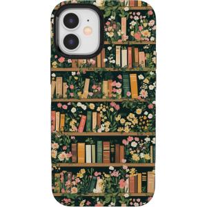 Casely iPhone 12 Mini Case | Dark Fantasy | Contrast Floral | Bold Protective Design | Compatible with MagSafe(Book Nook | Floral Library)