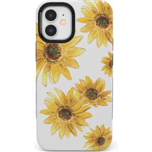 Casely iPhone 12 Mini Case | Dark Fantasy | Contrast Floral | Bold Protective Design | Compatible with MagSafe(Bright Yellow Sunflowers Floral)