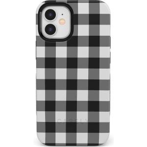Casely iPhone 12 Mini Case | Dark Fantasy | Contrast Floral | Bold Protective Design | Compatible with MagSafe(Check Me Out | Checkerboard)